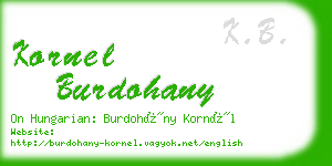 kornel burdohany business card